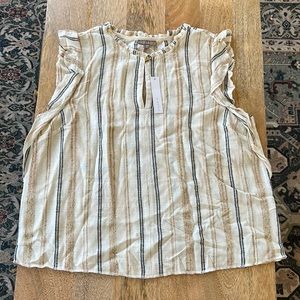 Lilla P XL cotton stripe ruffle tank new